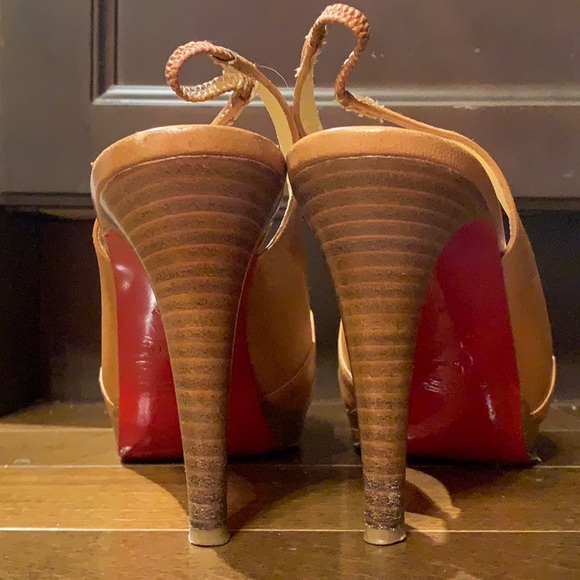 Christian Louboutin Tan Slingback Sandals - Picture 9 of 10